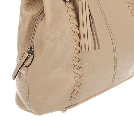 Tignanello Pebble Leather Shopper with Whipstitch Detail