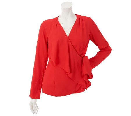 Mark of Style by Mark Zunino Cascade Front Wrap Blouse - A231624