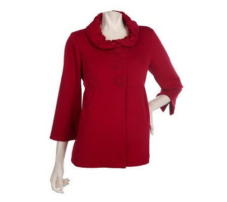 Du Jour Ponte Knit 3/4 Sleeve Novelty Collar Jacket - A85124