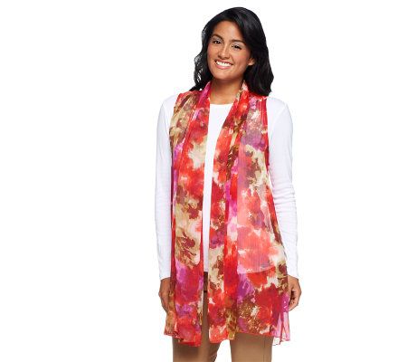 Susan Graver Printed Georgette Drape Neck Cardigan Vest - A93324