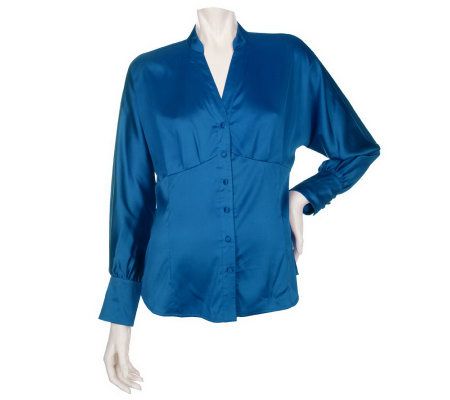 Dialogue Dolman Sleeve Button Front Top with Empire Waist - A96524