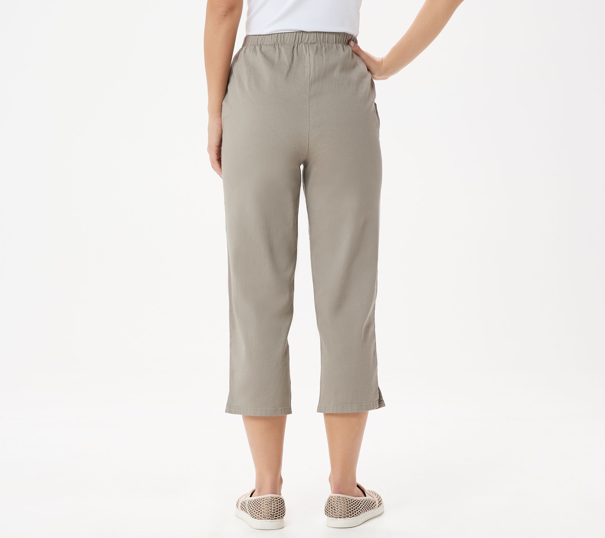 Denim & Co. Original Waist Stretch Crop Pants w/Side Pockets