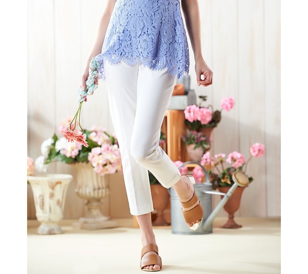 Denim & Co. Original Waist Stretch Crop Pants w/Side Pockets