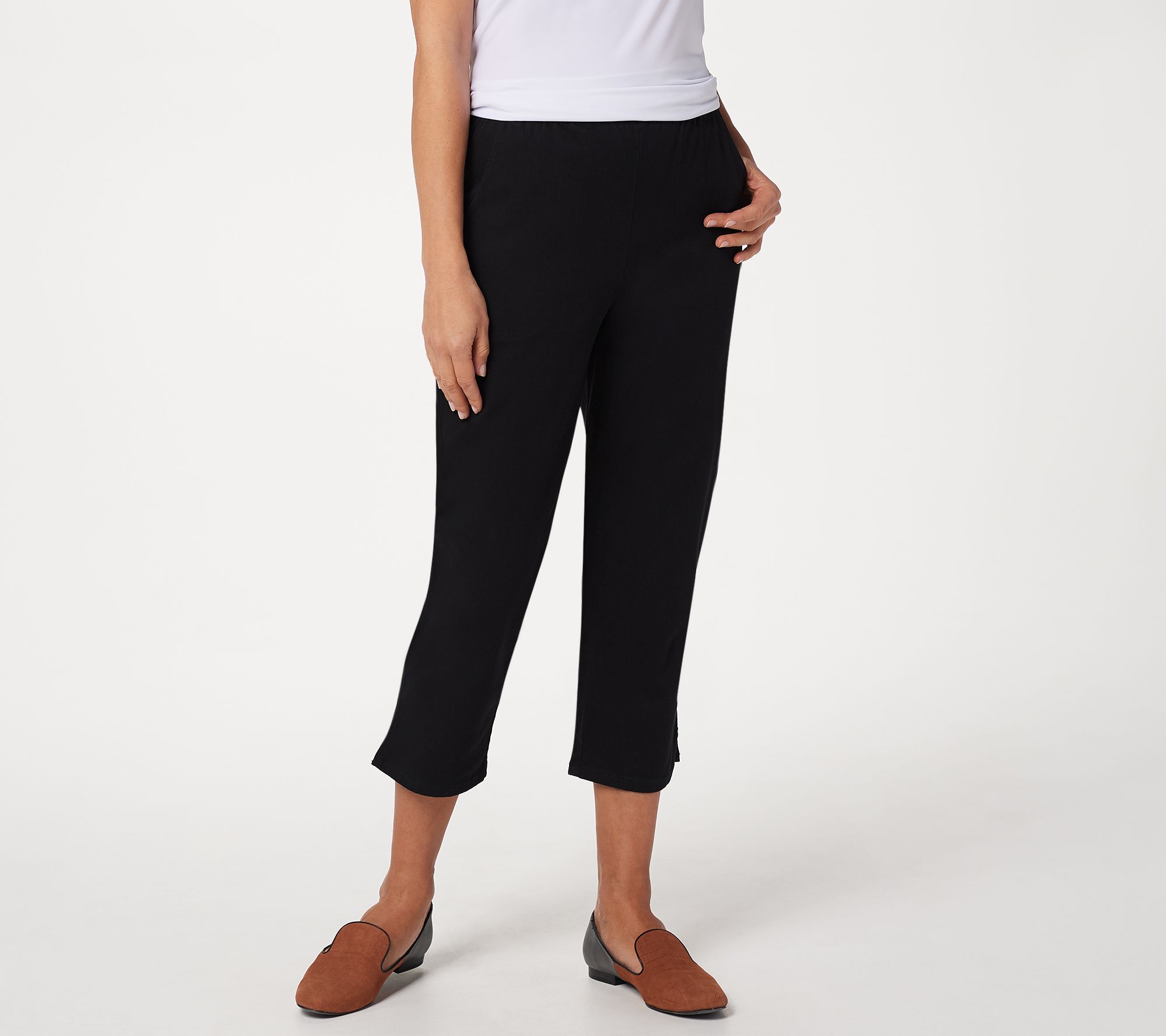 Denim & Co. Original Waist Stretch Crop Pants w/Side Pockets - A14925