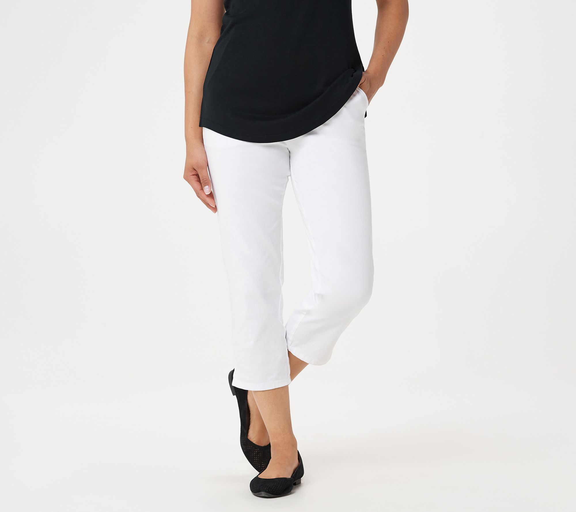 Denim & Co. Original Waist Stretch Crop Pants w/Side Pockets - A14925