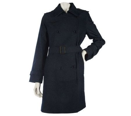 Joan Rivers Belted Denim Trench Coat - A213325