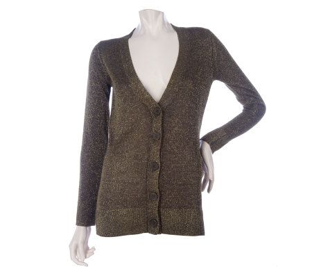 K-DASH by Kardashian Metallic Boyfriend Cardigan - A214325