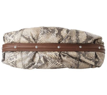 Judith Ripka Soho Python Embossed Leather Hobo w/ Zipper Closure