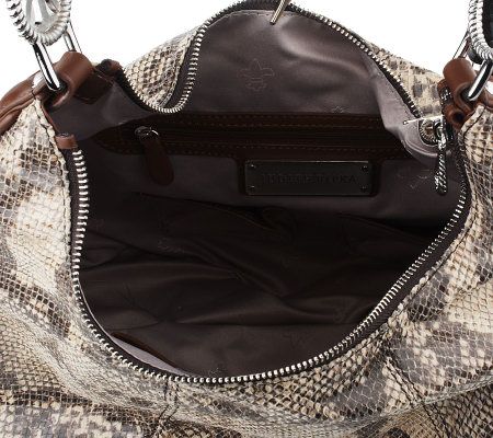 Judith Ripka Soho Python Embossed Leather Hobo w/ Zipper Closure