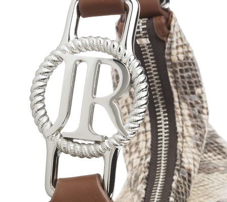 Judith Ripka Soho Python Embossed Leather Hobo w/ Zipper Closure