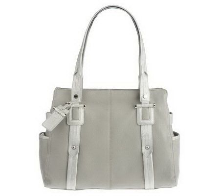 Tignanello Pebble Leather Zip Top Tote Bag with Contrast Trim - A215425