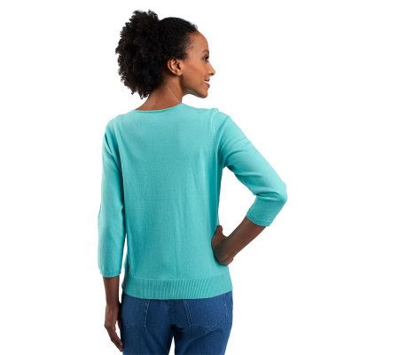 Isaac Mizrahi Live! Cardigan with Cutout Lace Detail