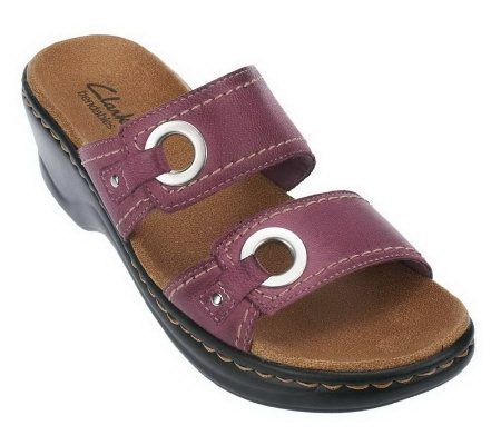 Clarks Bendables Lexi Willow Leather Slides with Hardware - A221425