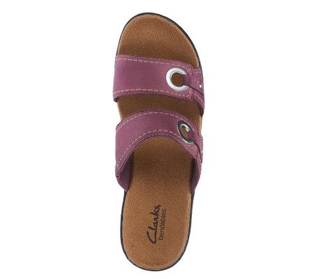Clarks Bendables Lexi Willow Leather Slides with Hardware