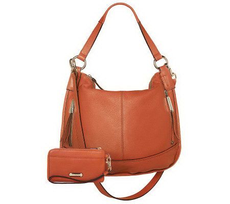 B. Makowsky Pebble Leather Convertible Hobo w/ Leather Wristlet - A224425