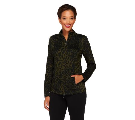 Linea by Louis DellOlio Animal Jacquard Zip Front Jacket - A230025