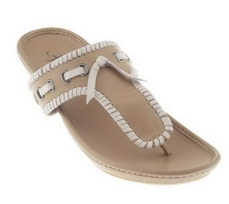 As Is B. Makowsky Leather Thong Sandals with Tie Detail - A232925