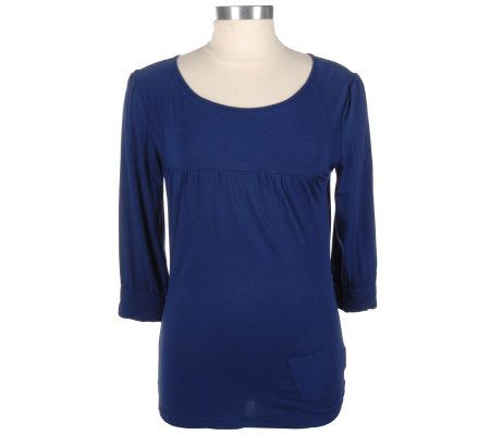 View by Walter Elbow Sleeve Knit Top w/Hip Pocket - A3625