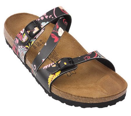 Birkis Floral and Leaf Print Cross Strap Sandals - A81125
