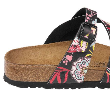 Birkis Floral and Leaf Print Cross Strap Sandals