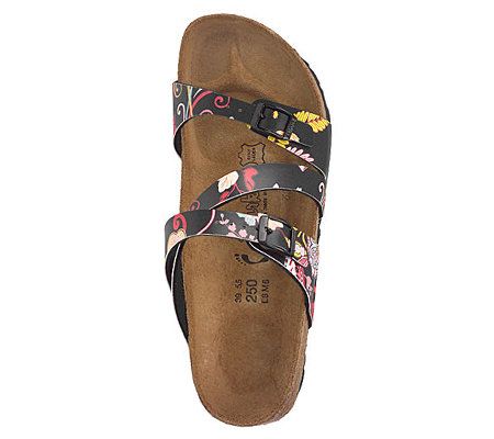 Birkis Floral and Leaf Print Cross Strap Sandals