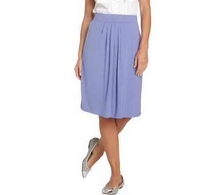 Isaac Mizrahi Live! Center Pleated Knit Pull on Skirt - A201526