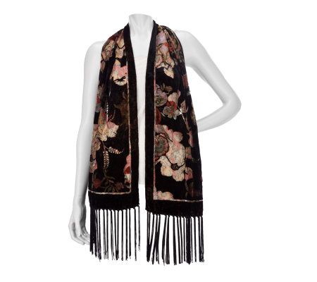 Layers by Lizden Burn Out Velvet Scarf with Fringe - A203326
