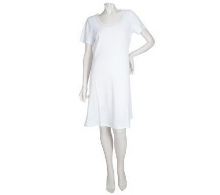 Liz Claiborne New York Short Sleeve Dress w/Chiffon Neck Trim - A216526