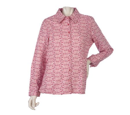 Denim & Co. Long Sleeve Floral Print Woven Shirt - A218926