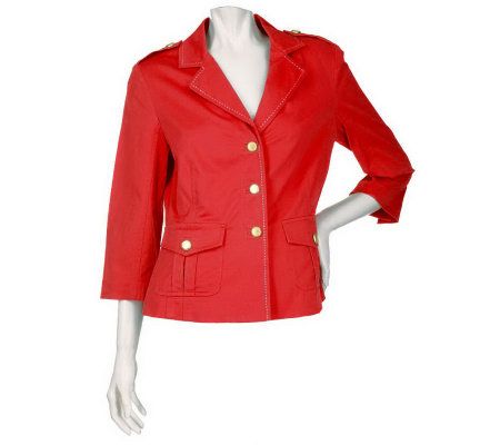 Joan Rivers March into Style Red Jacket with Top-Stitching - A222226