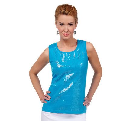 Joan Rivers Sequin Panel Stretch Shell - A223626