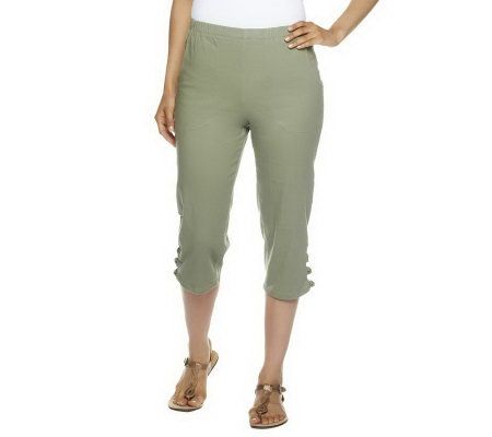 Denim & Co. Pull-on Side Pocket Capri Pants w/ Knots at Vent - A223826