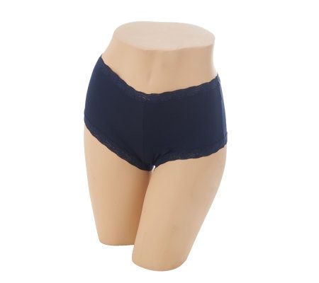 Barely Breezies S/3 Microfiber Lace Trim Hipster Panties w/ UltimAir