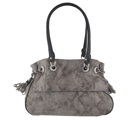 As Is Judith Ripka Python Embossed Leather ShoulderSatchel - A227226