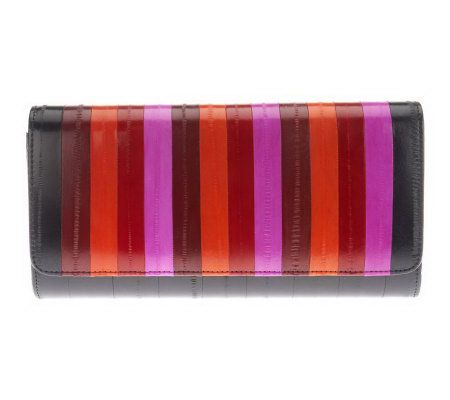 Lee Sands Ladies Eelskin Flap Front East West Clutch Bag - A230526