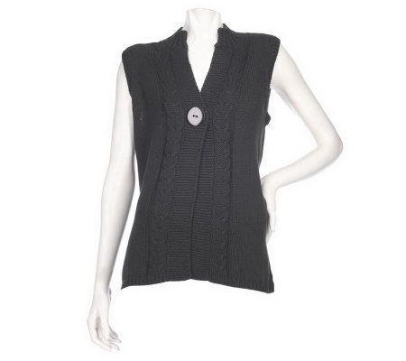 As Is Denim & Co. One Button Multistitch Sweater Vest - A236226