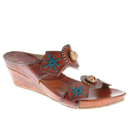Spring Step Style Sesame Leather Slide Sandals - A323326