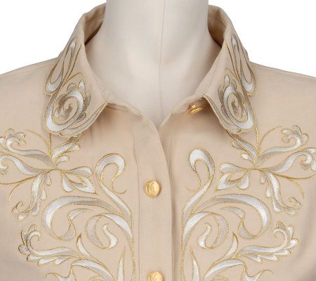 Bob Mackies Art Nouveau Embroidered Shirt