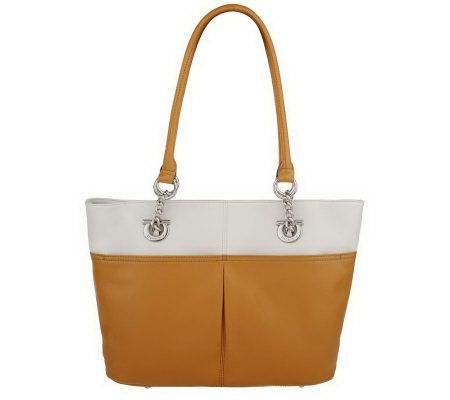 Tignanello Two Tone Glove Leather East/West Tote Bag