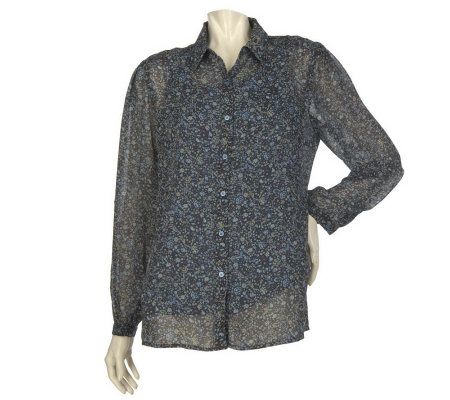 Liz Claiborne New York Printed Tunic w/ Pleat Detail and Tank - A217827