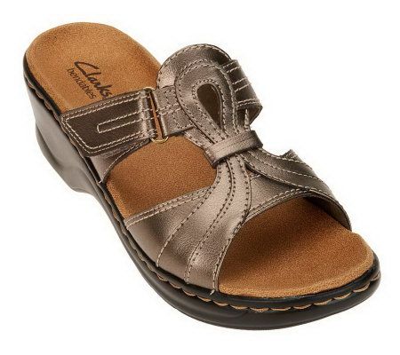 Clarks Bendables Lexi Empress Leather T-Strap Slides - A220827