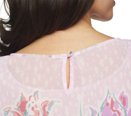 Bob Mackies Tulip Print Boat Neck Caftan with Tank