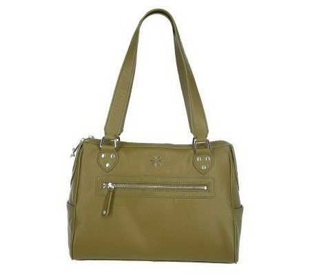 As Is Isaac MIzrahi Live! Pebble Leather Double Handle Satchel - A223527