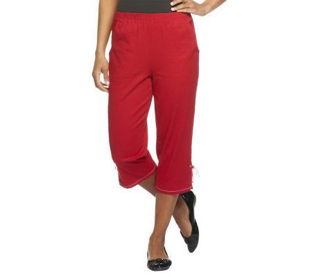 Denim & Co. Pull-on Side Pocket Capri Pants w/ Bottom Slit - A223827