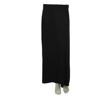 Susan Graver Stretch Knit Pull-on Solid Maxi Skirt - Petite - A224327