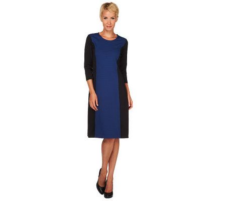 Liz Claiborne New York 3/4 Sleeve Colorblock Ponte Dress - A226427