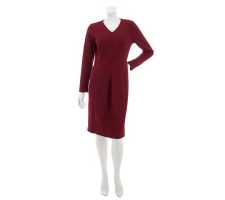 Linea by Louis DellOlio V-neck Dress with Inverted Pleat Detail - A230027