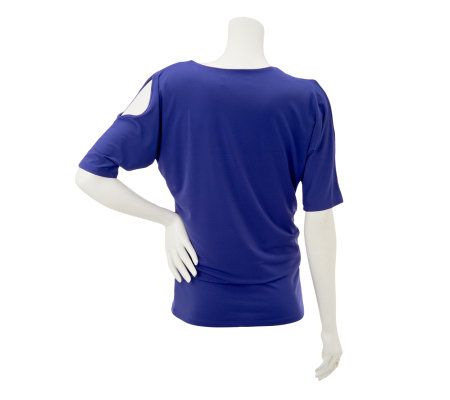 George Simonton Milky Knit Cowl Neck Peek-a-Boo Sleeve Top