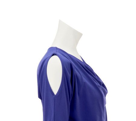 George Simonton Milky Knit Cowl Neck Peek-a-Boo Sleeve Top