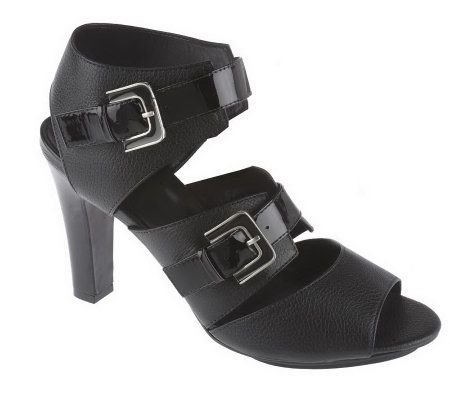 As Is BZ by Banfi Zambrelli Leather Double Buckle Platform Sandal - A232927